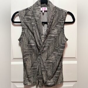 9&CO. Black and tan illusion twist neck and wrap. Size XS